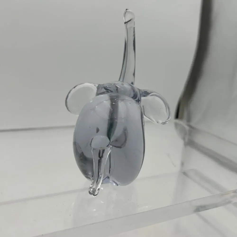 Vtg Hand Made Crystal Elephant Art Clear Glass Figurine Paperweight 5